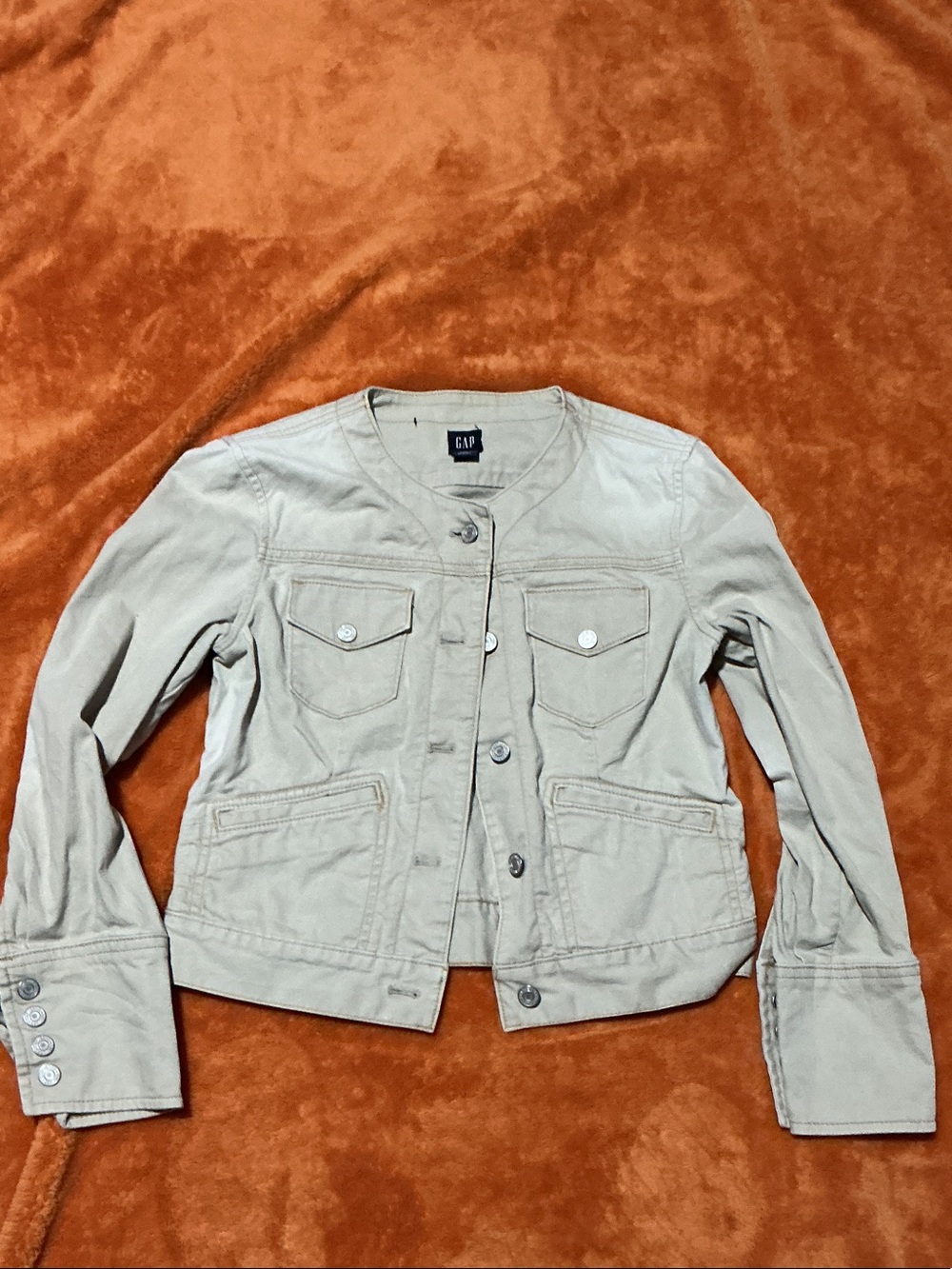 GAP Women's Light Khaki Button-Front Jean Jacket